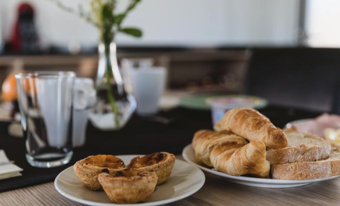 Fresh bread and pastries for breakfast